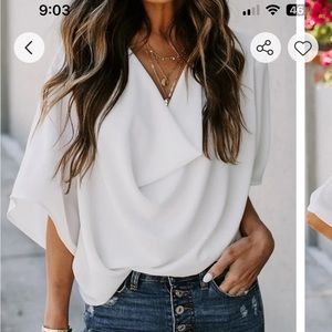 NWT CUPSHE White Drop Collar loose top